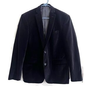 Velvet Blazer Notch Lapel Sport Coat 40S Men Slim Fit Event Formal NYE Black.